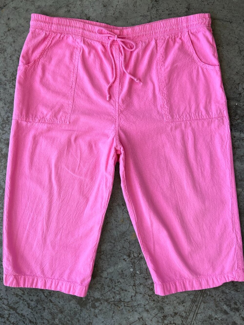 Rebecca Malone Petite Pink Cotton Pull On Elastic Crop Pants Women's Large PL